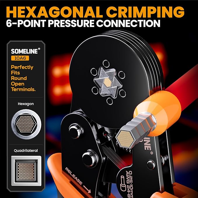 SOMELINE Ferrule Hexagonal Crimping Tool Kit, 23 Sizes Ferrules, 24-8 AWG Ferrule Crimper, with Ratchet Crimping Pliers and Wire Stripper, Hexagonal Crimp Pliers Ferrule Terminal Kit