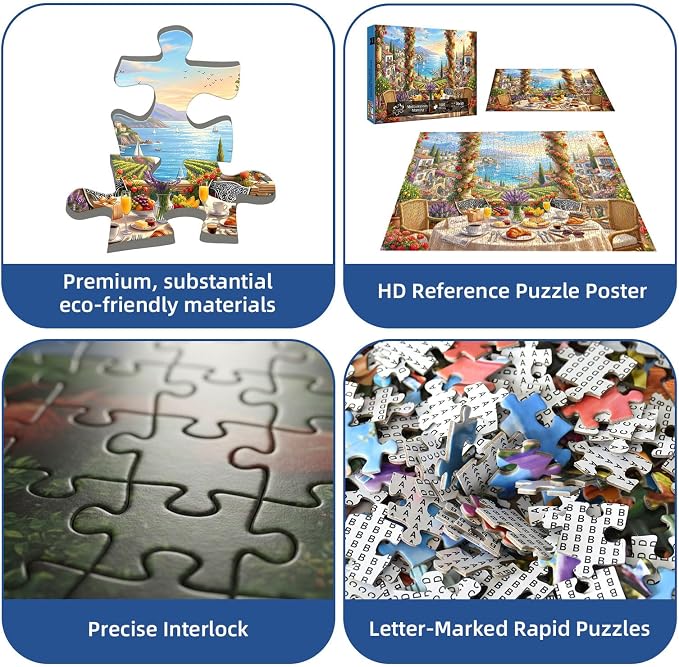 Mediterranean Morning Puzzles for Adults 1000 Pieces, Challenging Jigsaw - Image 7