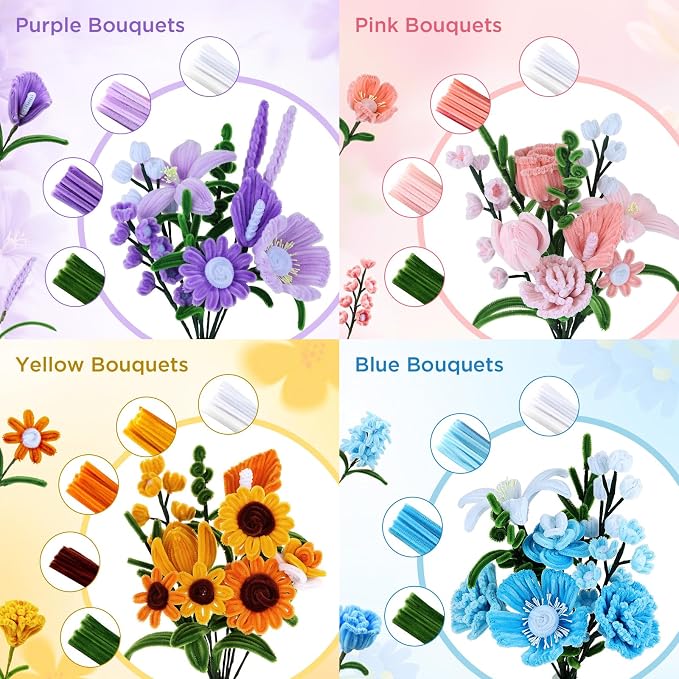 Pipe Cleaner Flower Kit, Flower Making Kit - Image 2