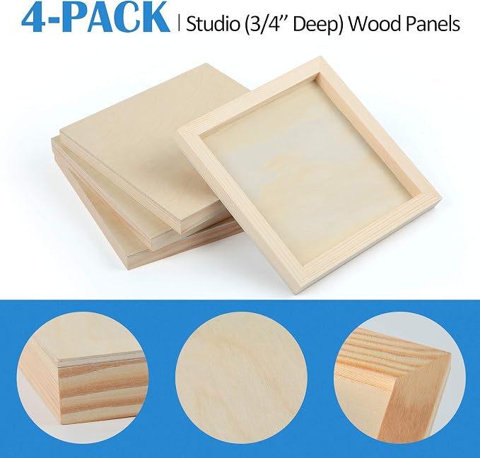 Falling in Art 4 Pack 8x8’’ Unfinished Birch Wood Panels Kit - Image 5
