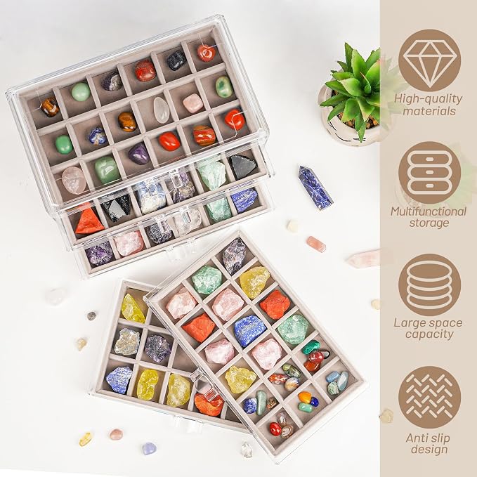 Bfttlity Acrylic Rock Display Case, 90 Grids Rock Collection Box - Image 5