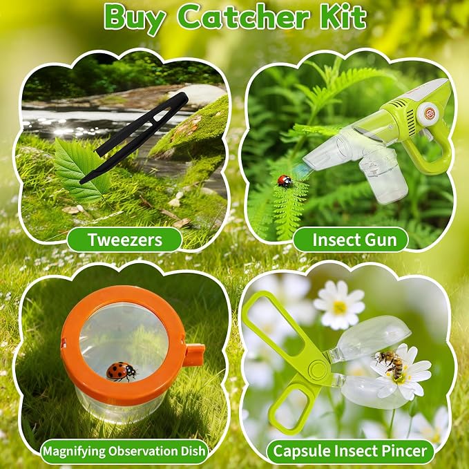 Bug Catcher for Kids 3-5, Bug Vacuum Toys Set for Toddlers 1-3, Magnify Glass - Image 3
