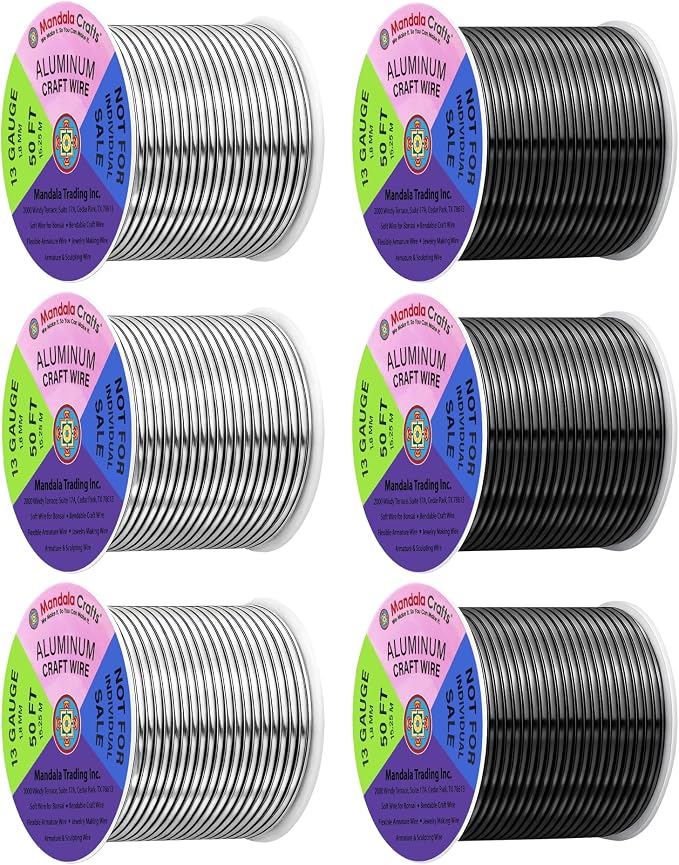 Mandala Crafts 13 Gauge Silver Tone Black Anodized Aluminum Craft Wire | 300 FT by MandalaCrafts