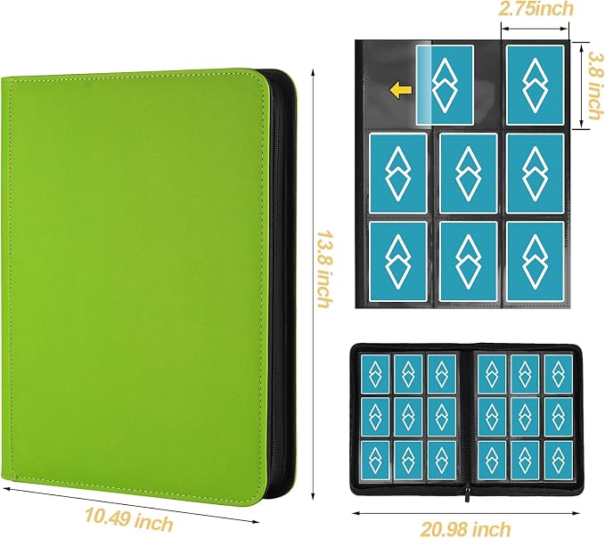 360 Cards Ringless 9-Pocket Side Loading Trading Card Binder, PU Zipper Fixed - Image 2