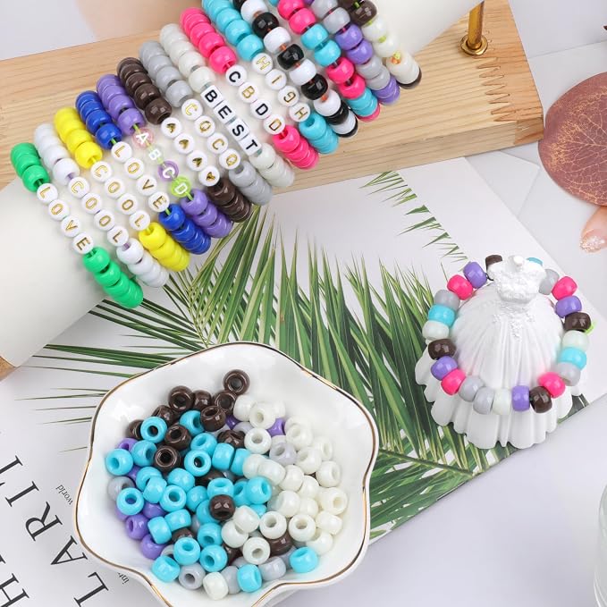1000Pcs Pony Beads Bracelet 9mm Rose Plastic Barrel Pony Beads - Image 4
