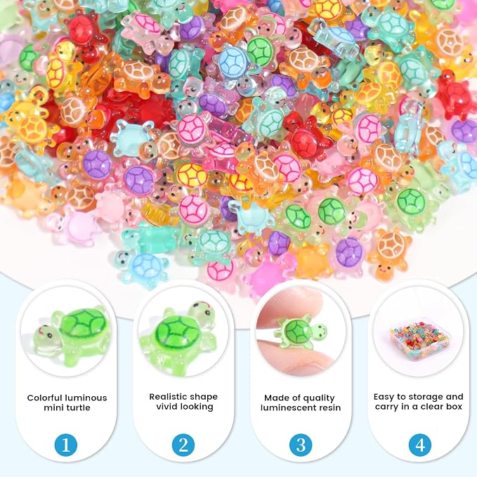 300pcs Mini Resin Turtles Luminous Tiny Turtle - Image 4