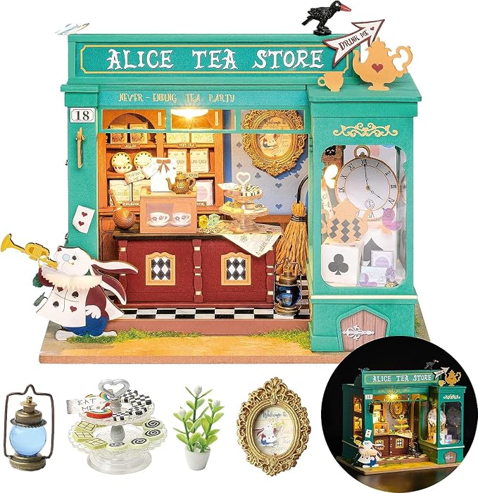 Rolife DIY Miniature House Kit Alice's Tea Store, Tiny House Kit by Rolife