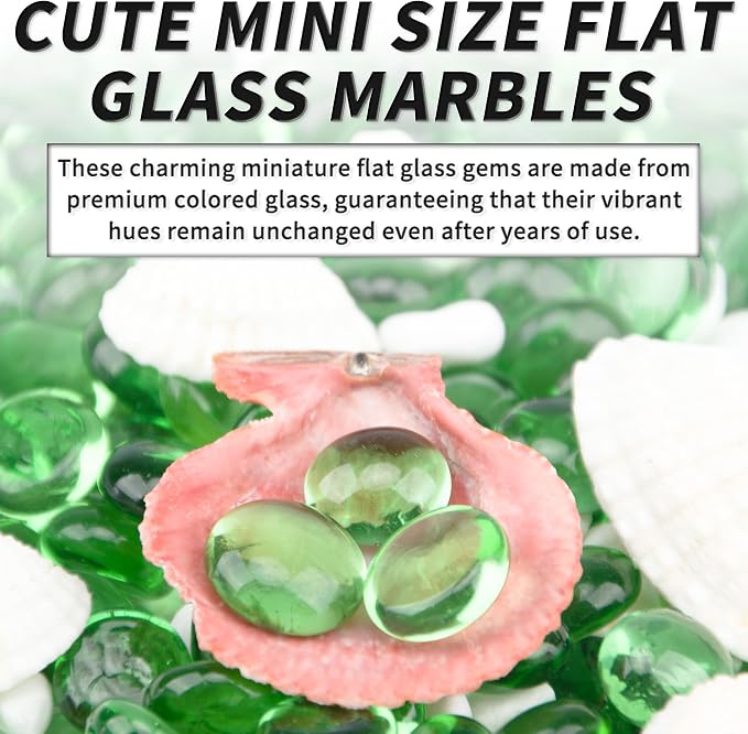1 LB Green Flat Glass Beads, 160-180PCS Small Glass Marbles, Mini Flat Round - Image 5