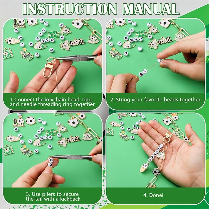 CraftyDream 558 Pcs Soccer Charms Keychain Making Kit DIY Soccer Charms Letter - Image 3