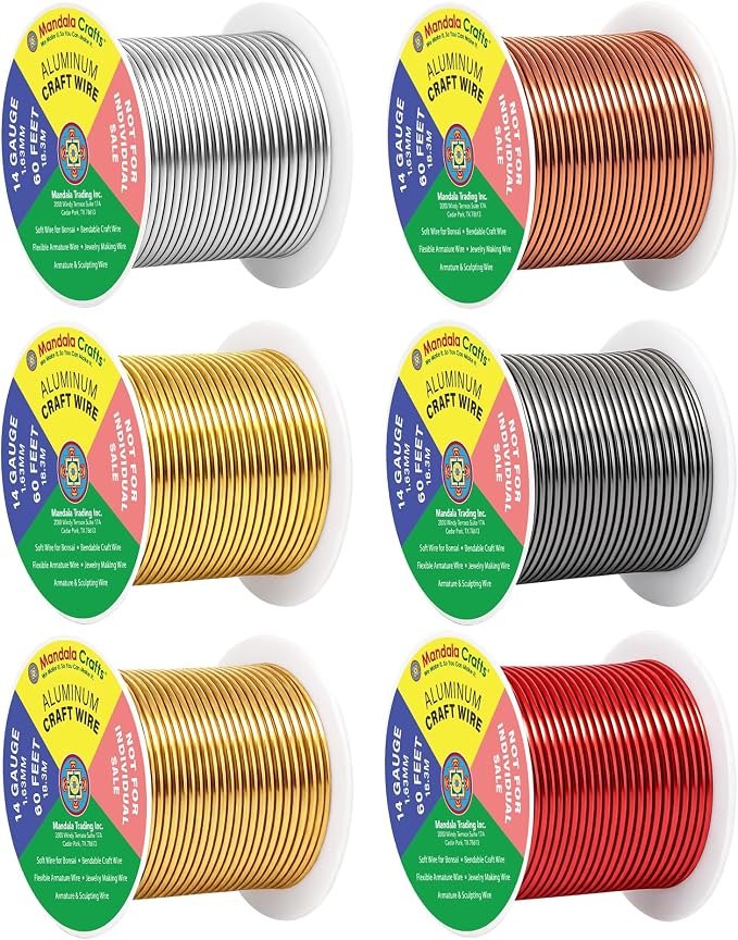 Mandala Crafts 14 GA Gray Copper Red Assorted Anodized Aluminum Craft Wire | by MandalaCrafts