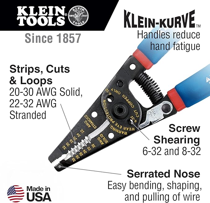 Klein Tools 11057 Wire Cutter/Stripper, Made in USA, Heavy Duty Cutter - Image 2