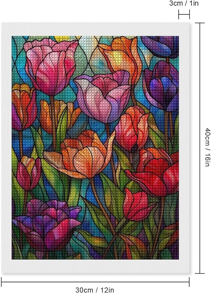 Naykow 5D DIY Diamond Art Kit for Adults, Stained Glass Flower Paint by Numbers - Image 3