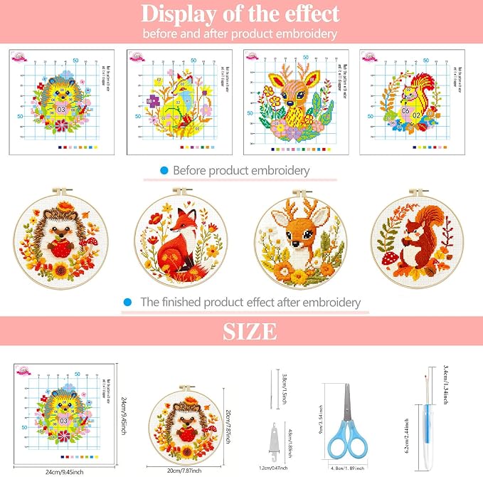 Zhenqing Autumn Animals Cross Stitch Kit - Image 5