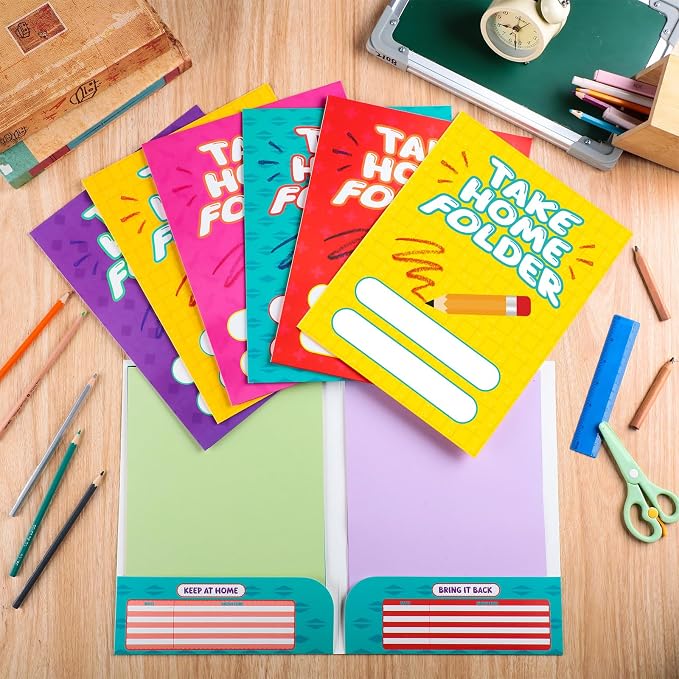 Outus 24 Pcs Take Home 2 Pocket Folders Letter Size Decorative File Folders - Image 3