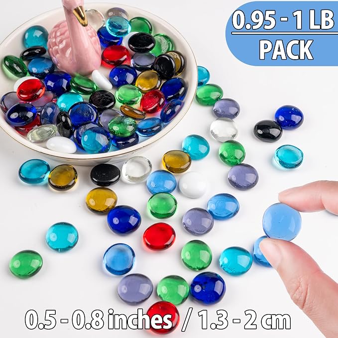 1LB Mix Glass Marbles, Transparent and Smooth Flat Glass Beads - Image 3