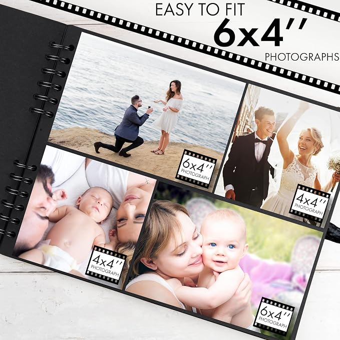 Bstorify Large Scrapbook Photo Albums 50 Pages Black Thick Kraft Paper - Image 4