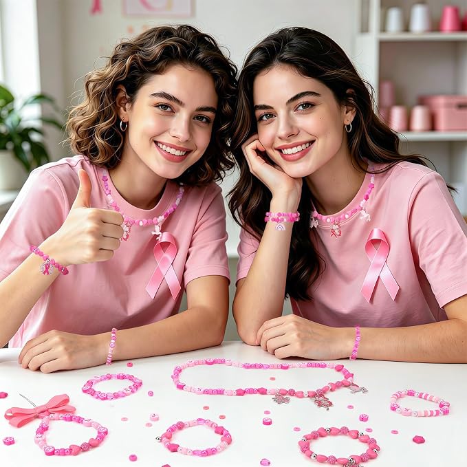 UPINS 2100Pcs Breast Cancer Awareness Beads Kit - Image 6