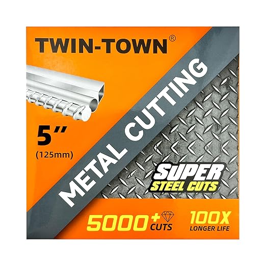 TWIN-TOWN 5" Diamond Cutting Wheel with 7/8" Arbor, Metal Cut Off Wheel, Carbide Cutting Wheel for Angle Grinder, 5000+ Cuts on Rebar, Steel, Iron, and INOX