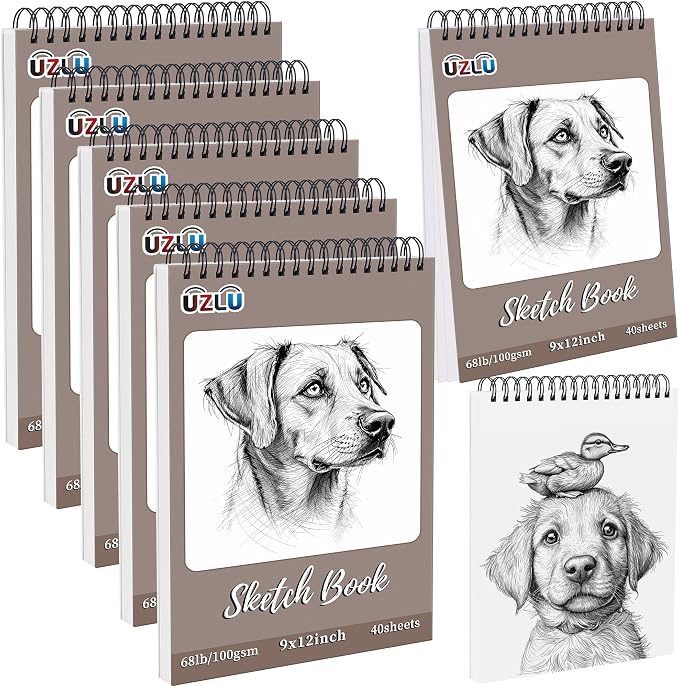 5 Pcs Sketch Book Bulk 9 x 12 in 200 Sheets Top Spiral Bound Sketch Pad Drawing by UZLUbuywithconfidence