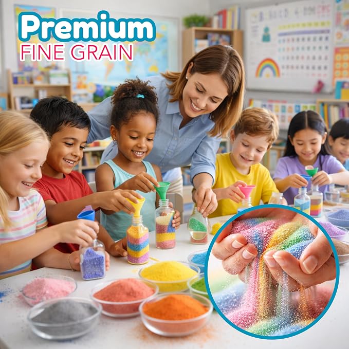 4E's Novelty 12 Lbs Colored Craft Sand -15 Colors, 0.8 lb Bags, Non-Toxic Fine - Image 6