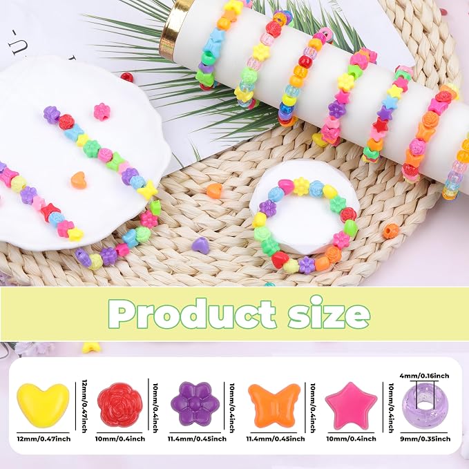 Pony Beads Shapes for Bracelet 1000 Pcs Plastic Star Beads for Friendship - Image 2
