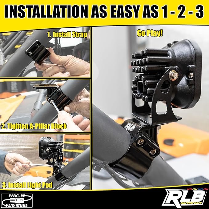 Light Bar Mount (1 PC-Single) UTV A-Pillar POD Light Mount by RLB MOTORSPORTS (2")