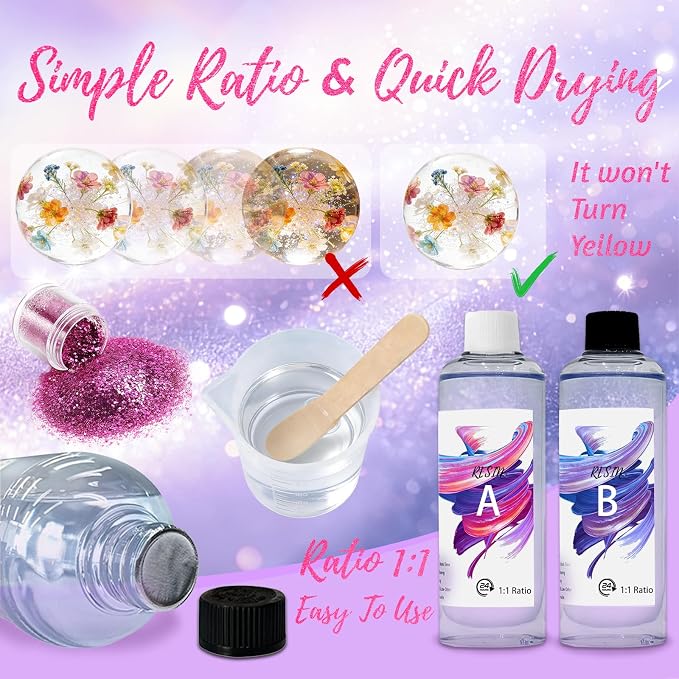 RNYBFPT Epoxy Resin Kit for Beginners, 18oz Crystal Clear Resin - Image 3