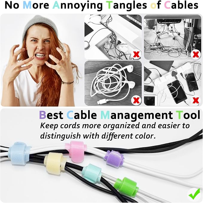 80pcs Cable Ties Reusable Macaron-inspired Color Wire Ties Cable Management - Image 2