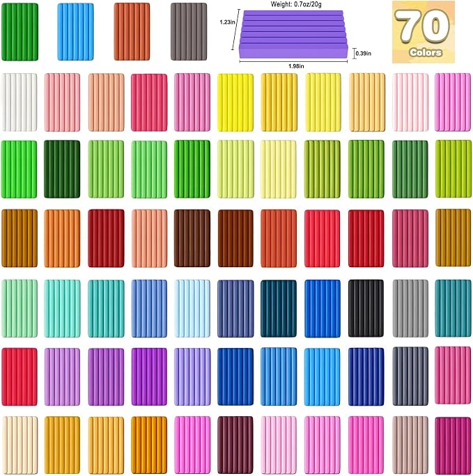 Ixiaoyoo 70 Colors Polymer Clay, Oven Bake DIY Modeling Clay - Image 2