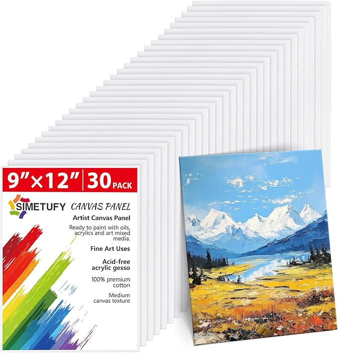 Simetufy 30Pcs 9x12Inch Canvas Boards by Simetufy