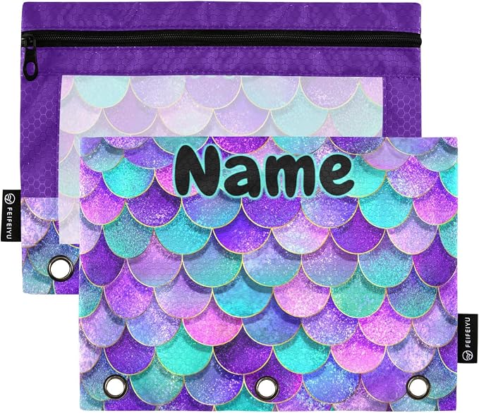 Custom Pink Blue Mermaid Scales Pencil Pouch by BOENLE-WELCOMEYOURCOMING