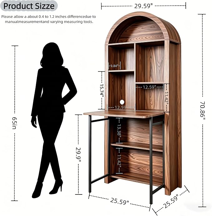 Folding Arched Bookshelf Narrow Bookcase - Image 2