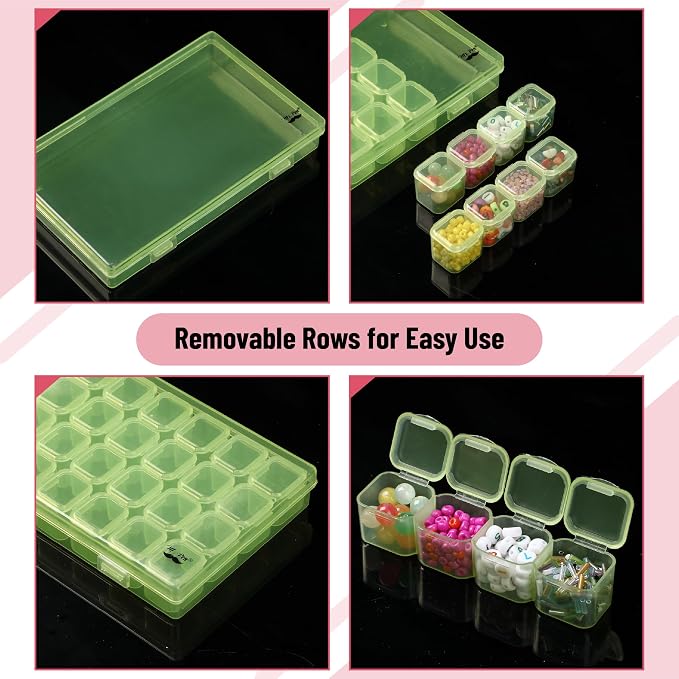Mr. Pen- Bead Storage Containers, 28 Grids, 2 Pack, Transparent Green | 160 pcs - Image 4