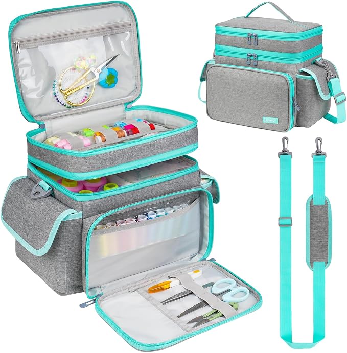 LEFOR·Z Small Sewing Supplies Organizer, Double-Layer Sewing Accessories by LEFOR%C2%B7Z