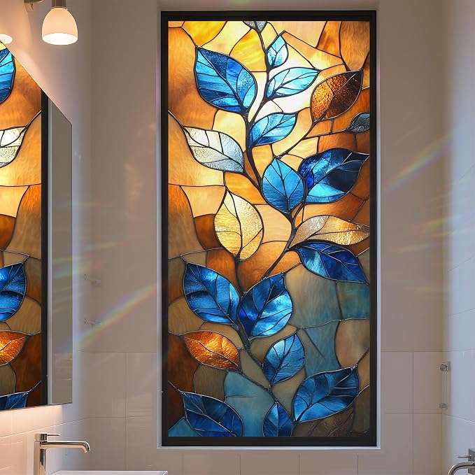 Stained Glass Window Privacy Film Static Cling by AOHMPT
