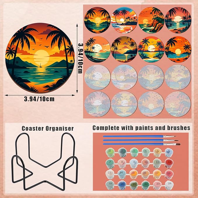 Reallnaive 8 Pcs Beach Paint by Numbers Kit - Image 4