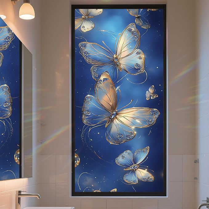 Stained Glass Window Privacy Film Static Cling by AOHMPT
