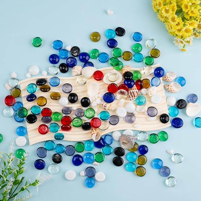 1LB Mix Glass Marbles, Transparent and Smooth Flat Glass Beads - Image 6