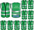 BeautyWill Custom Logo 10/20 Pack Safety Vest Class2 High Visibility Vest with Pockets Breathable Construction Vest Bulk