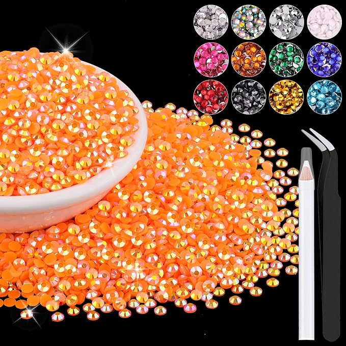 8000PCS 3mm Resin Jelly Rhinestones in Bulk, Bedazzling Flatback Crystals by BELLEBOOST