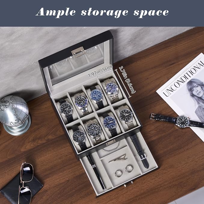 ProCase Watch Box, 8 Slot Watches Display Case - Image 2