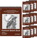 10 Pack Small Sketch Book, 5.5x8.5 Inch Top Spiral Sketchbook 60 Sheets Each by TKOOFN
