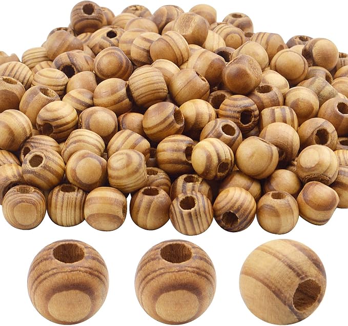 Natural Wooden Beads, 200 Pieces - 12mm Round by Aylifu