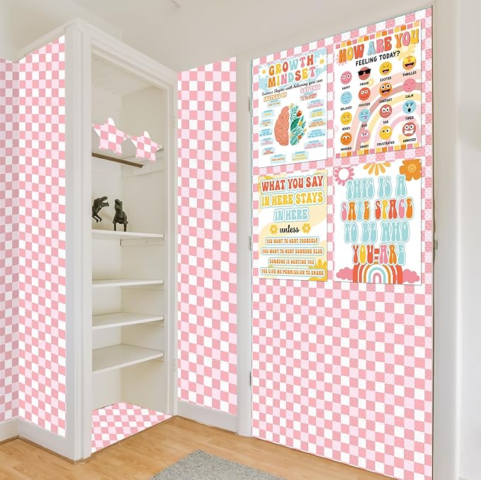 Inkspire Pink Checked Bulletin Board Paper Roll, 14.8FTx47IN Large Reusable - Image 7