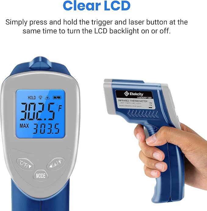 Etekcity Infrared Thermometer Laser Temperature Gun, -58°F~1130°F, Pizza Oven - Image 9