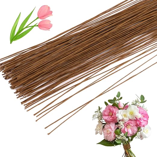CCINEE 26 Gauge Brown Floral Stem Wire, 14 inch by CCINEE
