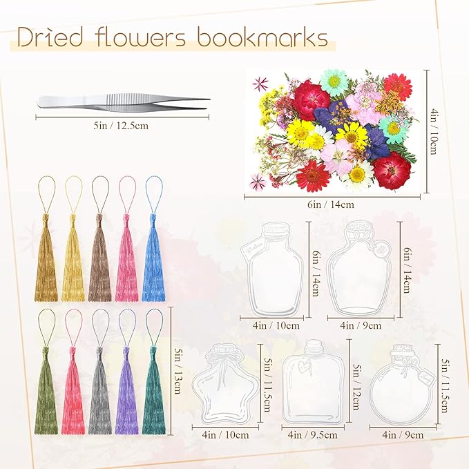 TaoBary 91 Pcs DIY Handmade Transparent Dried Flower Bookmark Set Include - Image 3