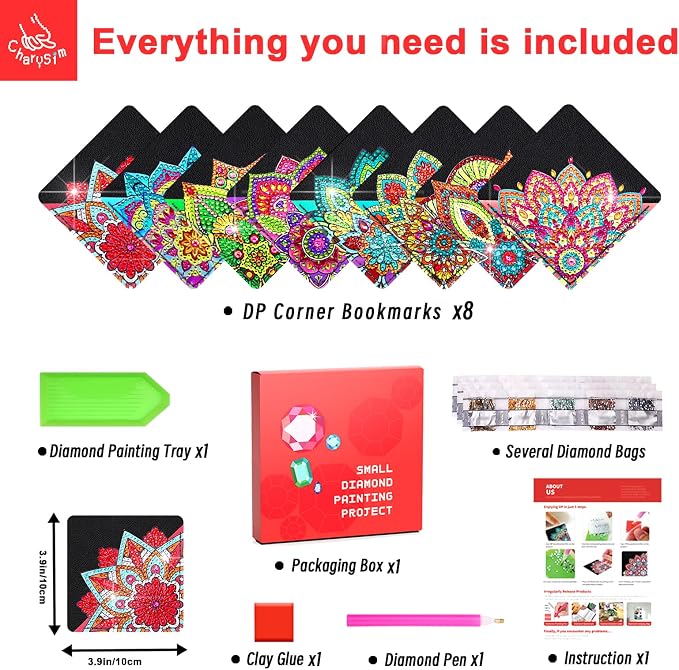 8 PC Diamond Art Corner Bookmarks Kit - Image 7