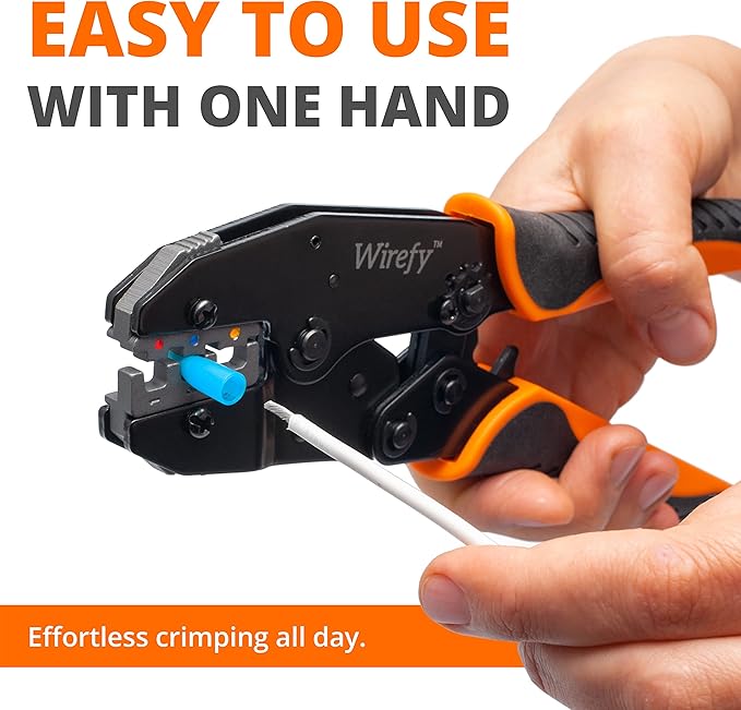 Wirefy Crimping Tool For Heat Shrink Connectors - Ratcheting Wire Crimper - Crimping Pliers - Ratchet Terminal Crimper - Wire Crimp Tool for Your Kit