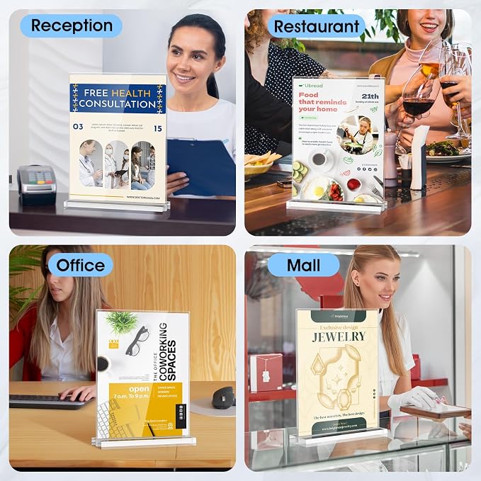 MaxGear Acrylic Sign Holder 8.5" x 11" Double Sided Menu Holder, 1 Pack | Clear - Image 7